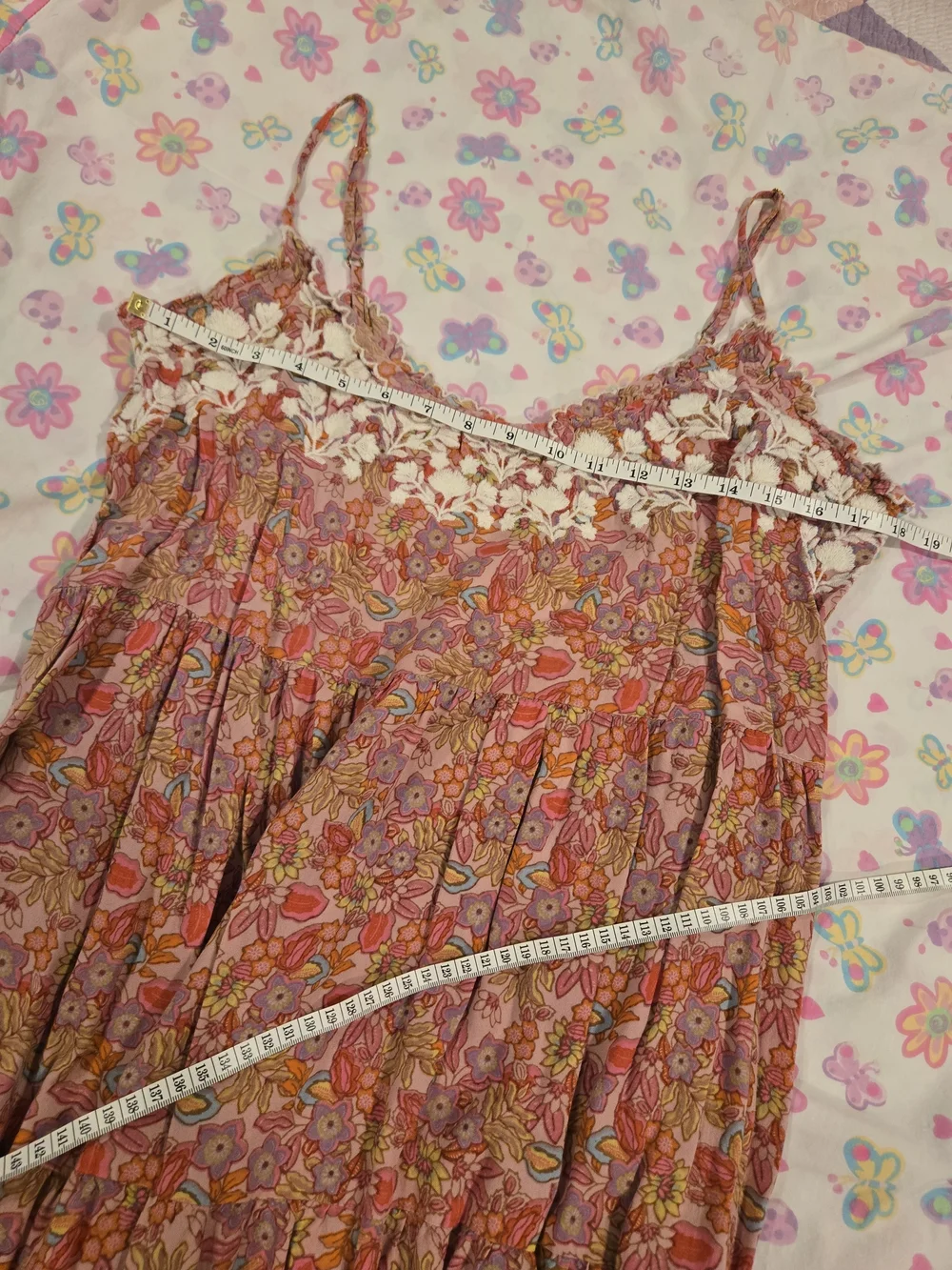 *NATURAL LIFE* Pink and Orange Floral Embroidered Mini Dress - Picture 5 of 7